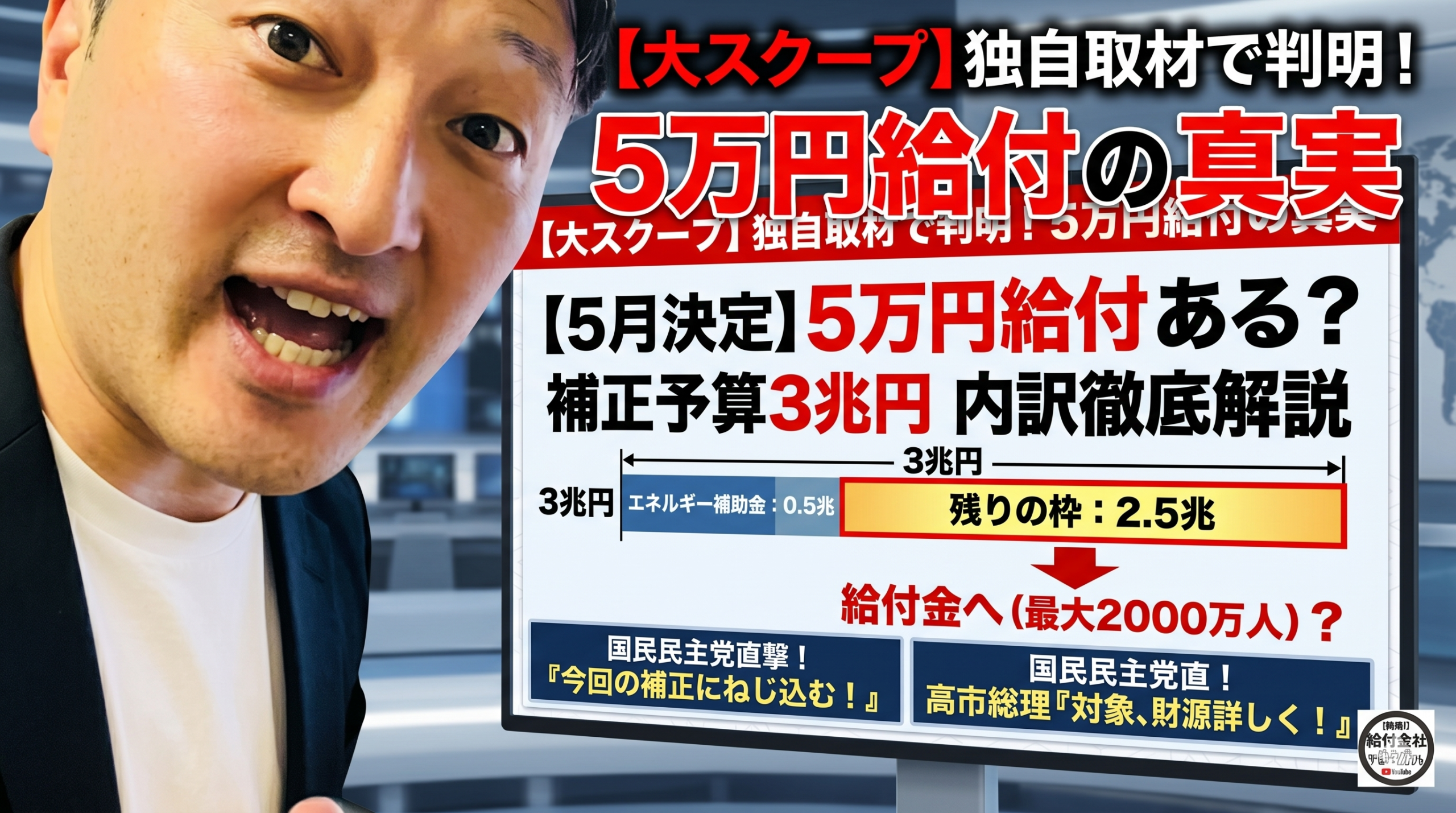 【大スクープ】3兆円の補正予算で「5万円給付」実現か！？国民民主党へ直接取材で判明した裏側